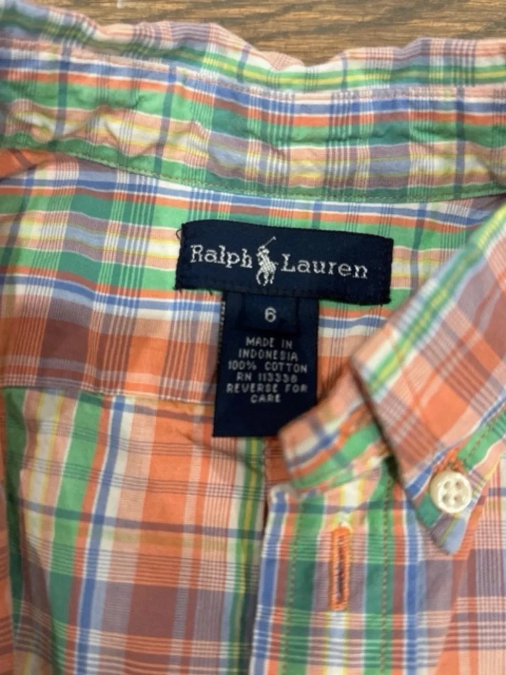 Ralph Lauren Orange, Green & Blue Plaid Button-Down Shirt